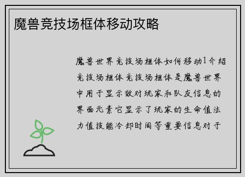 魔兽竞技场框体移动攻略